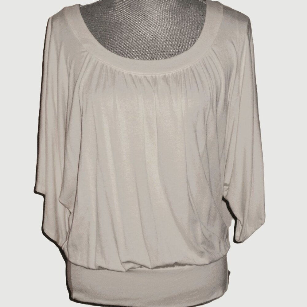 MICHAEL KORS Cream 3/4 Batwing Sleeves Scoop-Neck Blouson Top Blouse ( MED ) NWT